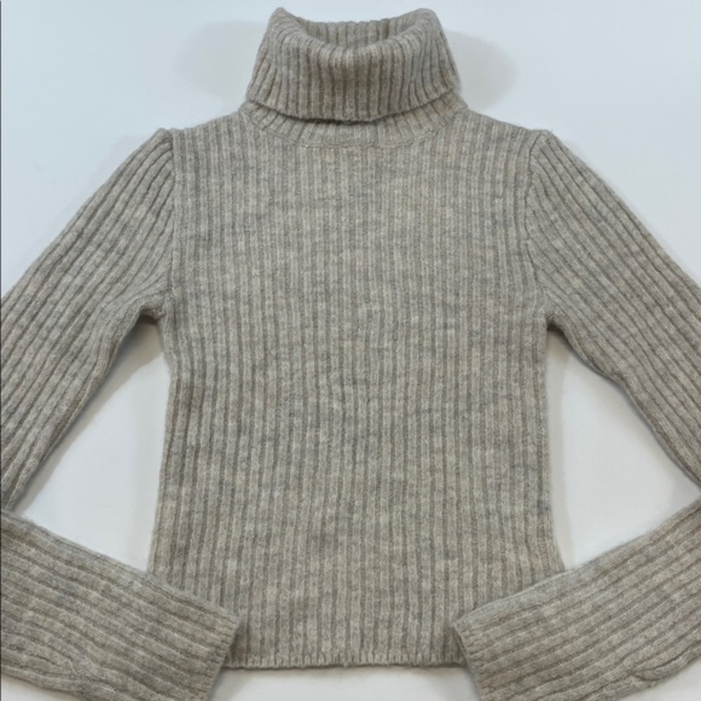 Happily Grey Ribbed Turtleneck Sweater Long Sleeve Cropped Womens Sz XS